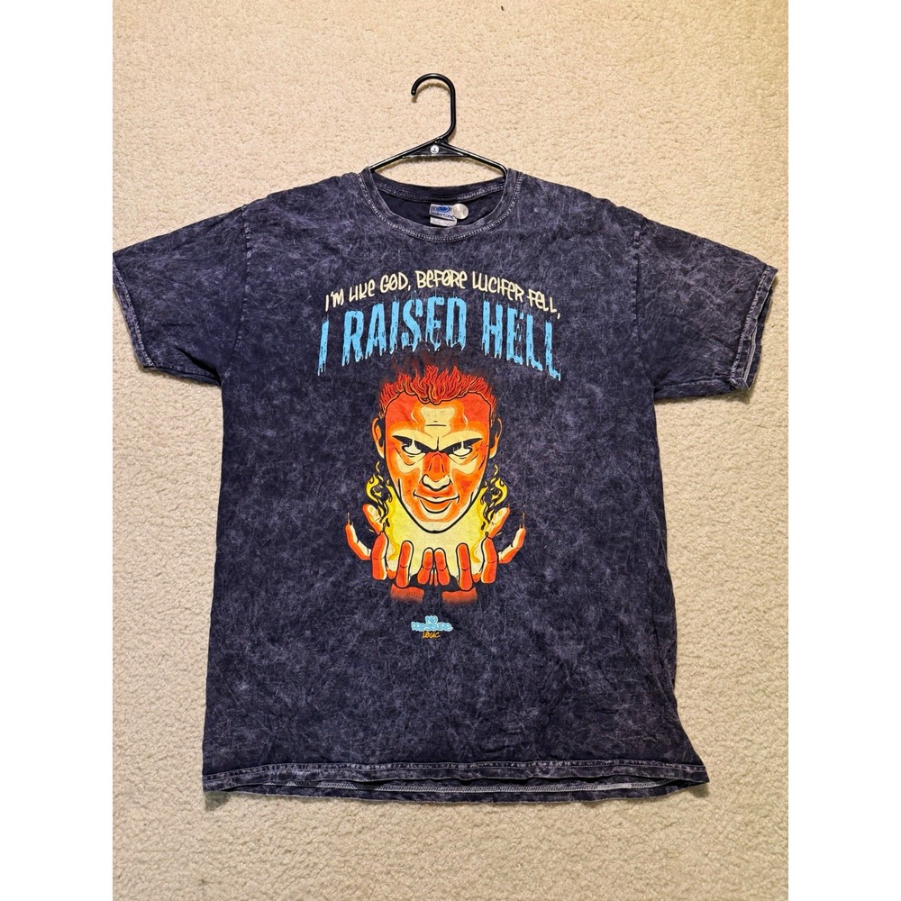 Colortone I Raised Hell Devil Graphic Tie-Dye Black T-Shirt Mens L Crew Neck